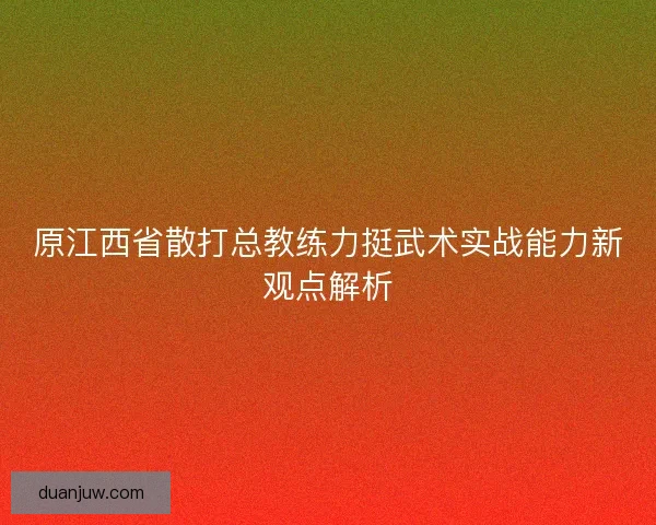 原江西省散打总教练力挺武术实战能力新观点解析